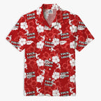 Floral Red Hawaiian Shirt With Custom Logo For Brand - Mako Hawaiian