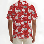 Floral Red Hawaiian Shirt With Custom Logo For Brand - Mako Hawaiian