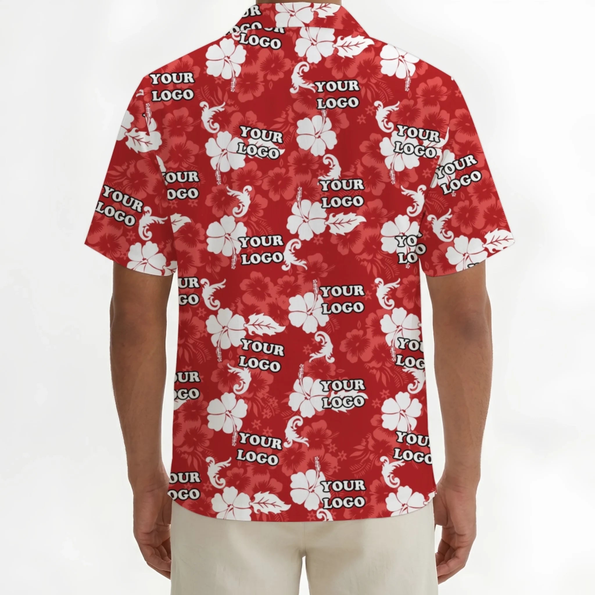 Floral Red Hawaiian Shirt With Custom Logo For Brand - Mako Hawaiian