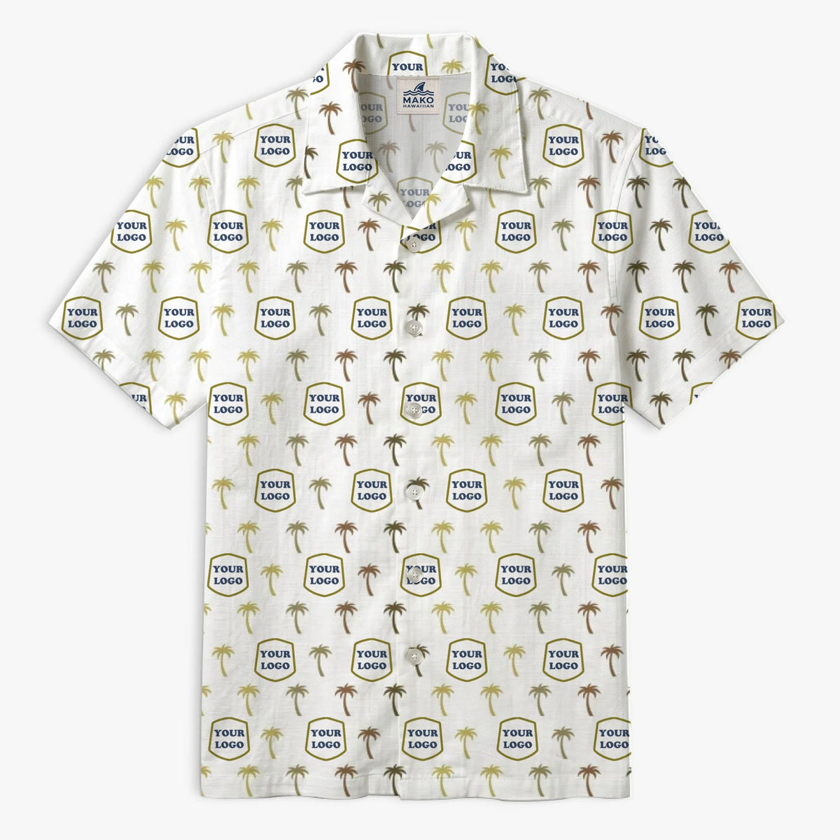 [Instant Preview] Custom Company Logo Hawaiian Shirt With Palm Tree Pattern - Mako Hawaiian