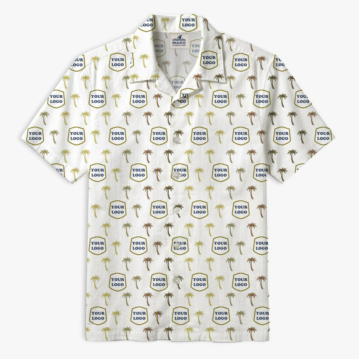 [Instant Preview] Custom Company Logo Hawaiian Shirt With Palm Tree Pattern - Mako Hawaiian