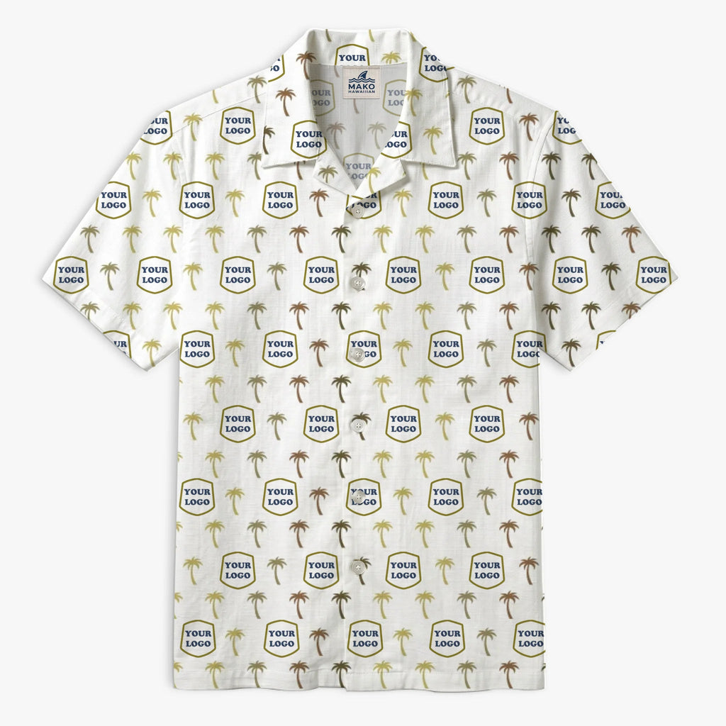 [Instant Preview] Custom Company Logo Hawaiian Shirt With Palm Tree Pattern - Mako Hawaiian