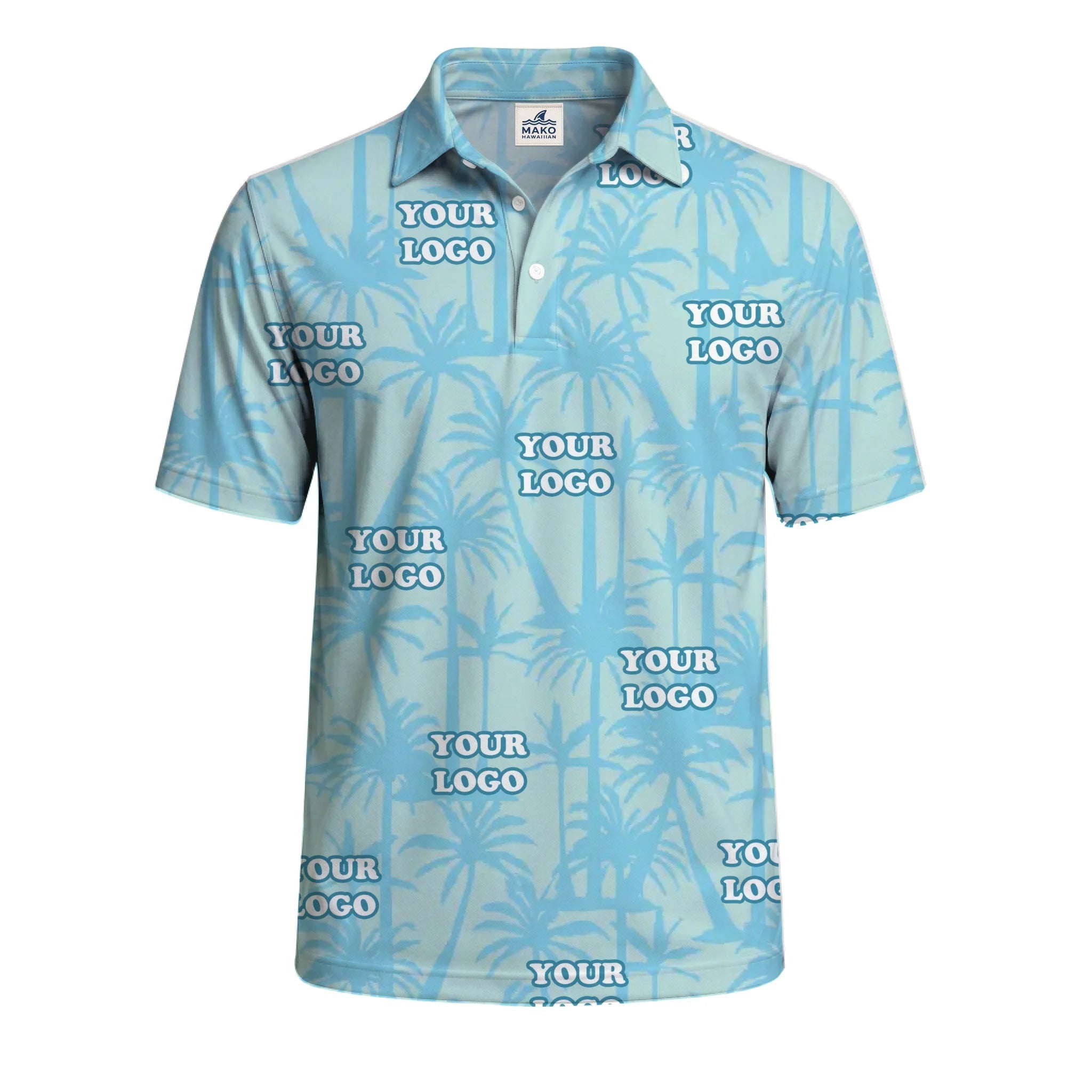 [Instant Preview] Custom Company Logo Palm Tree Polo Shirt - Mako Hawaiian