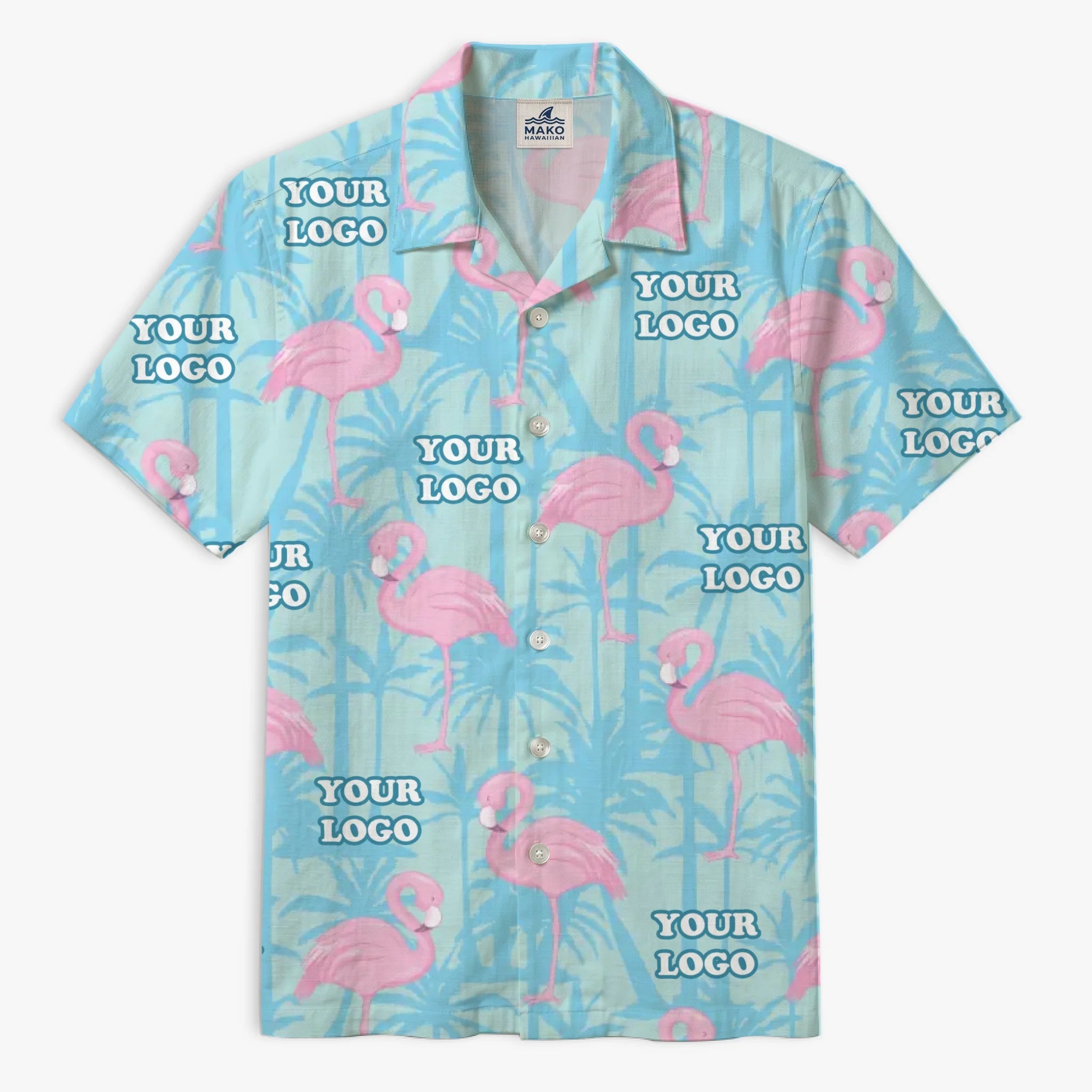 [Instant Preview] Custom Flamingo Hawaiian Shirt With Logo - Mako Hawaiian