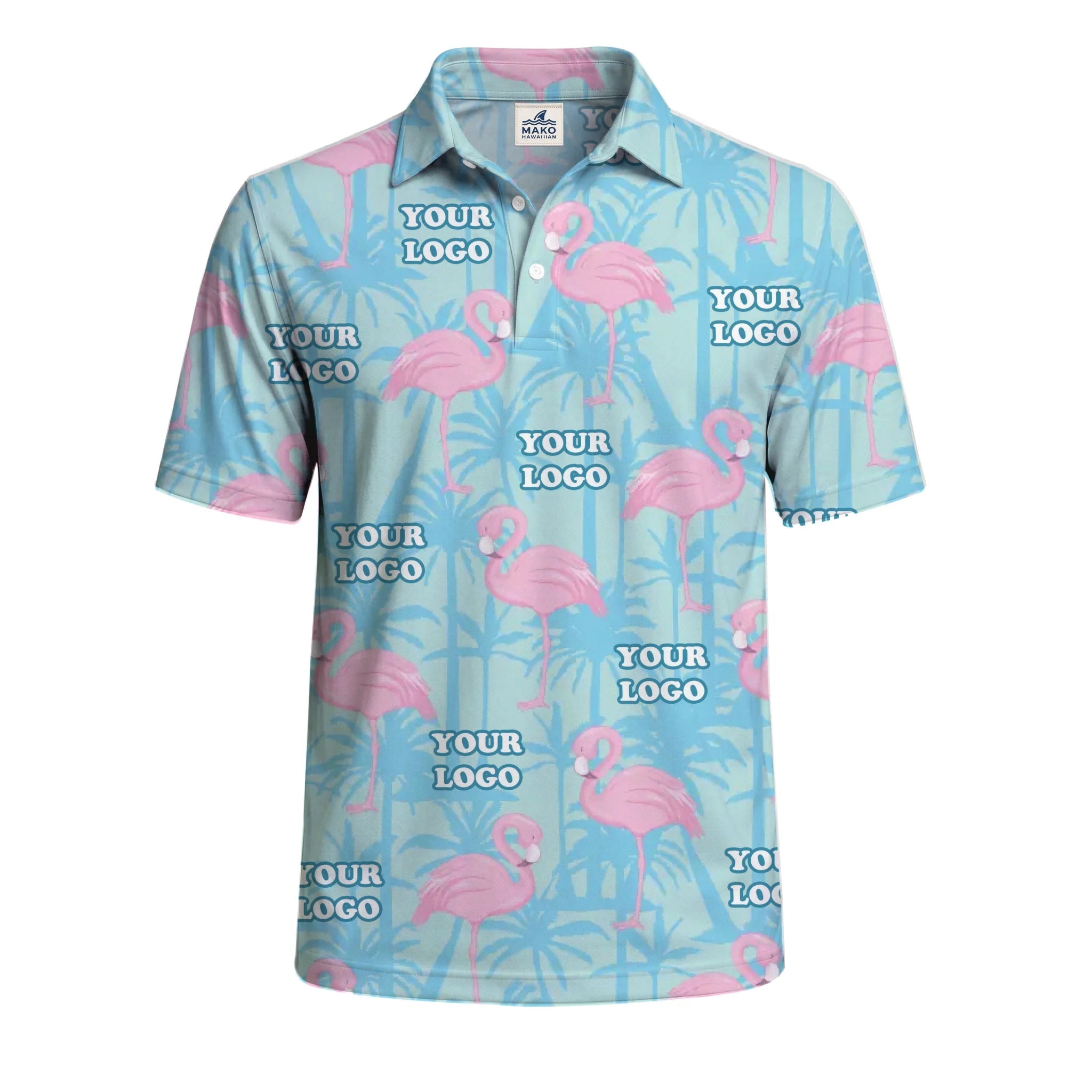 [Instant Preview] Custom Flamingo Polo Shirt With Logo - Mako Hawaiian