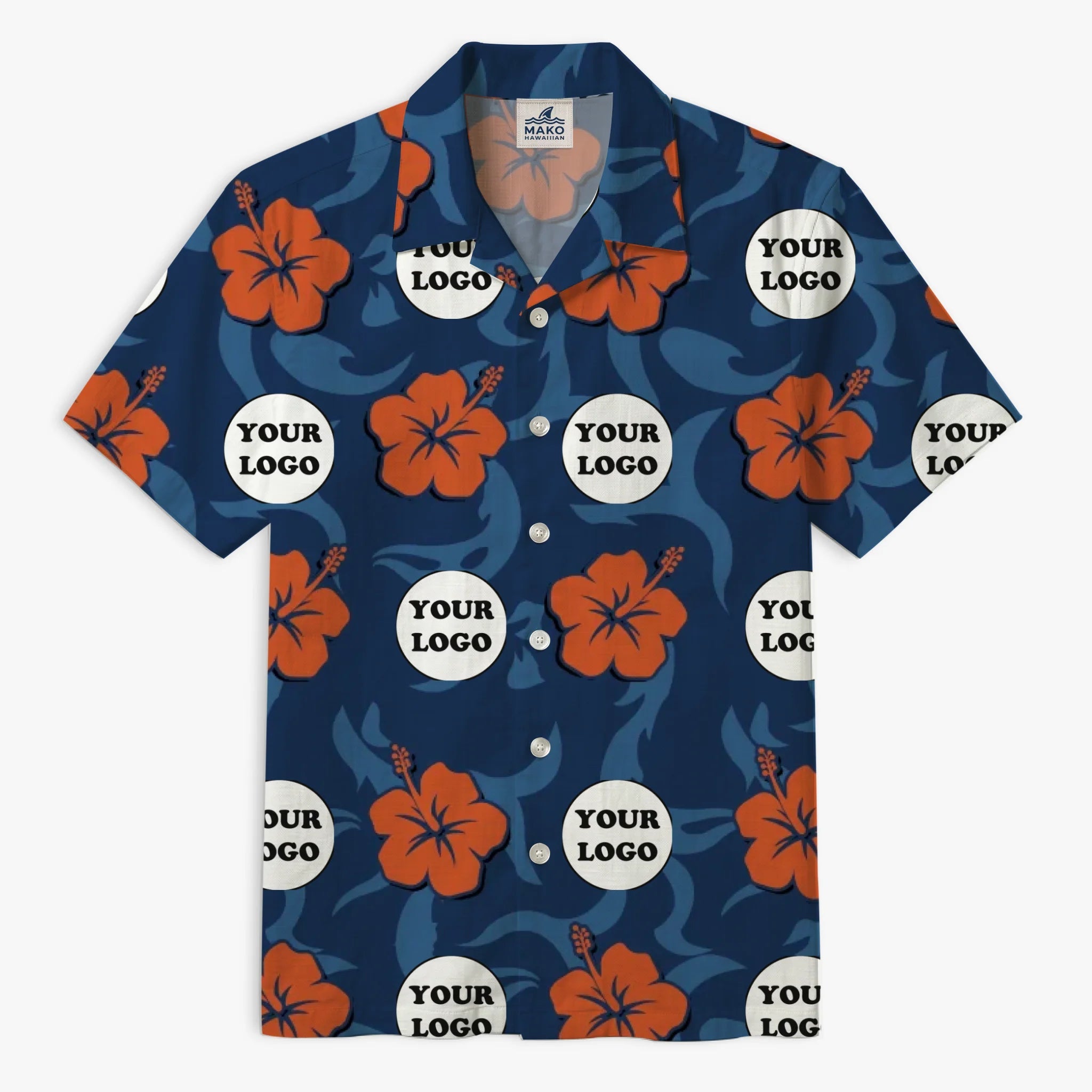 [Instant Preview] Custom Hibiscus Hawaiian Shirt With Logo For Company - Mako Hawaiian