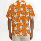 Orange Personalized Hawaiian Shirt With Company Logo - Mako Hawaiian