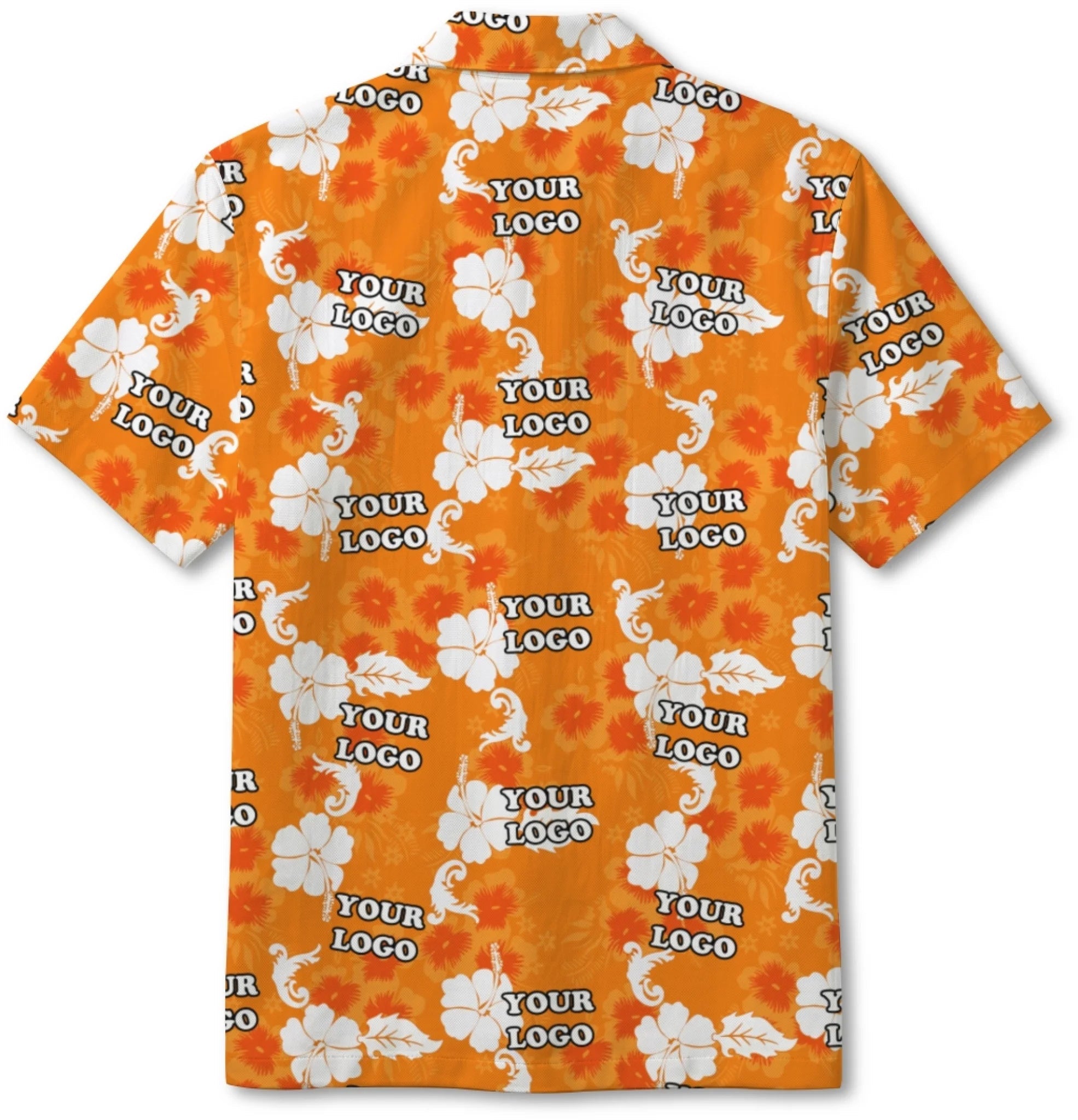 Orange Personalized Hawaiian Shirt With Company Logo - Mako Hawaiian