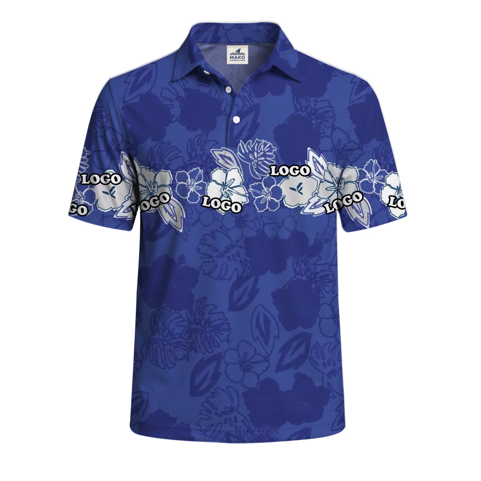 Personalized Purple Island Bloom Polo Shirt With Logo - Mako Hawaiian