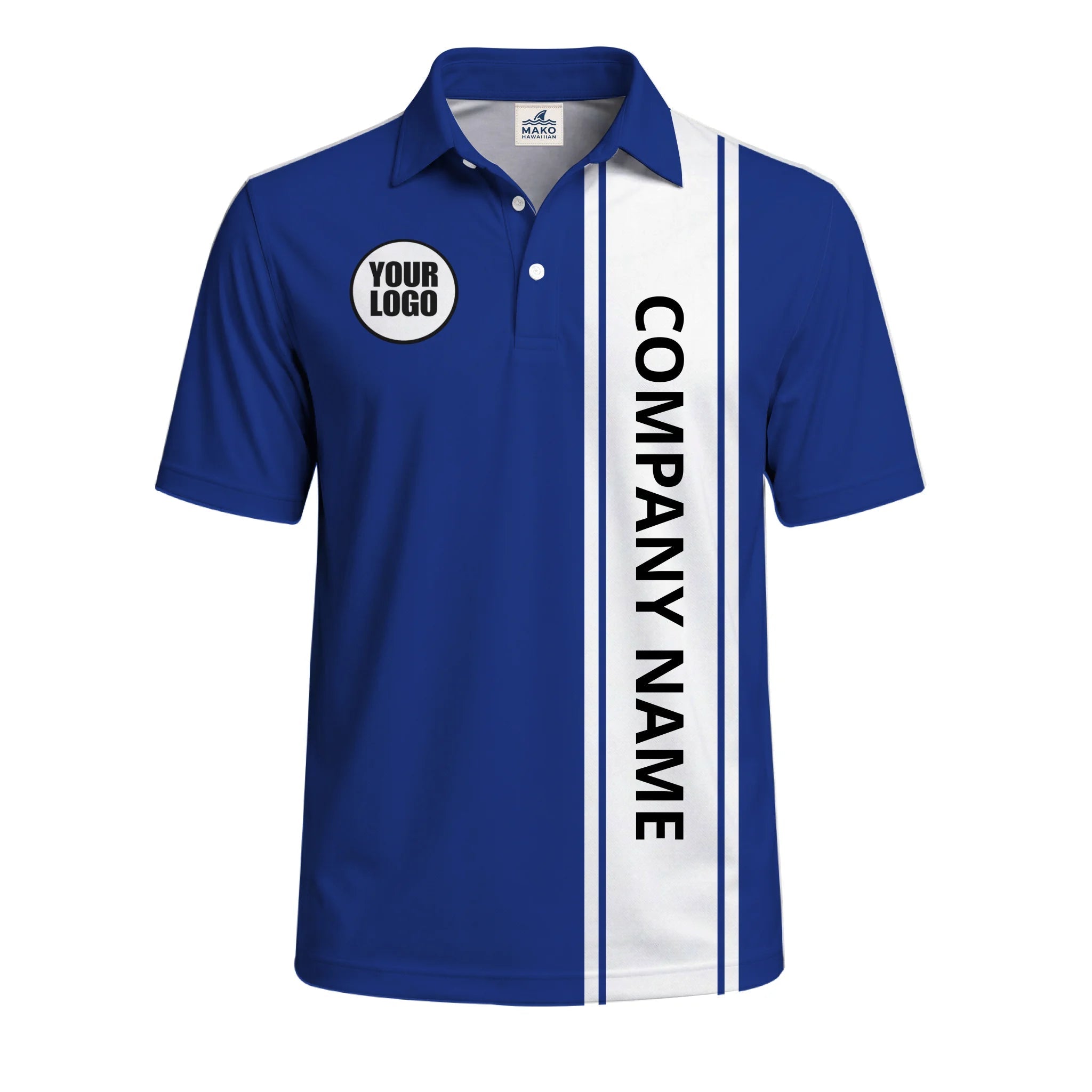 Premium Stripe Custom Company Logo Polo Shirt - Mako Hawaiian