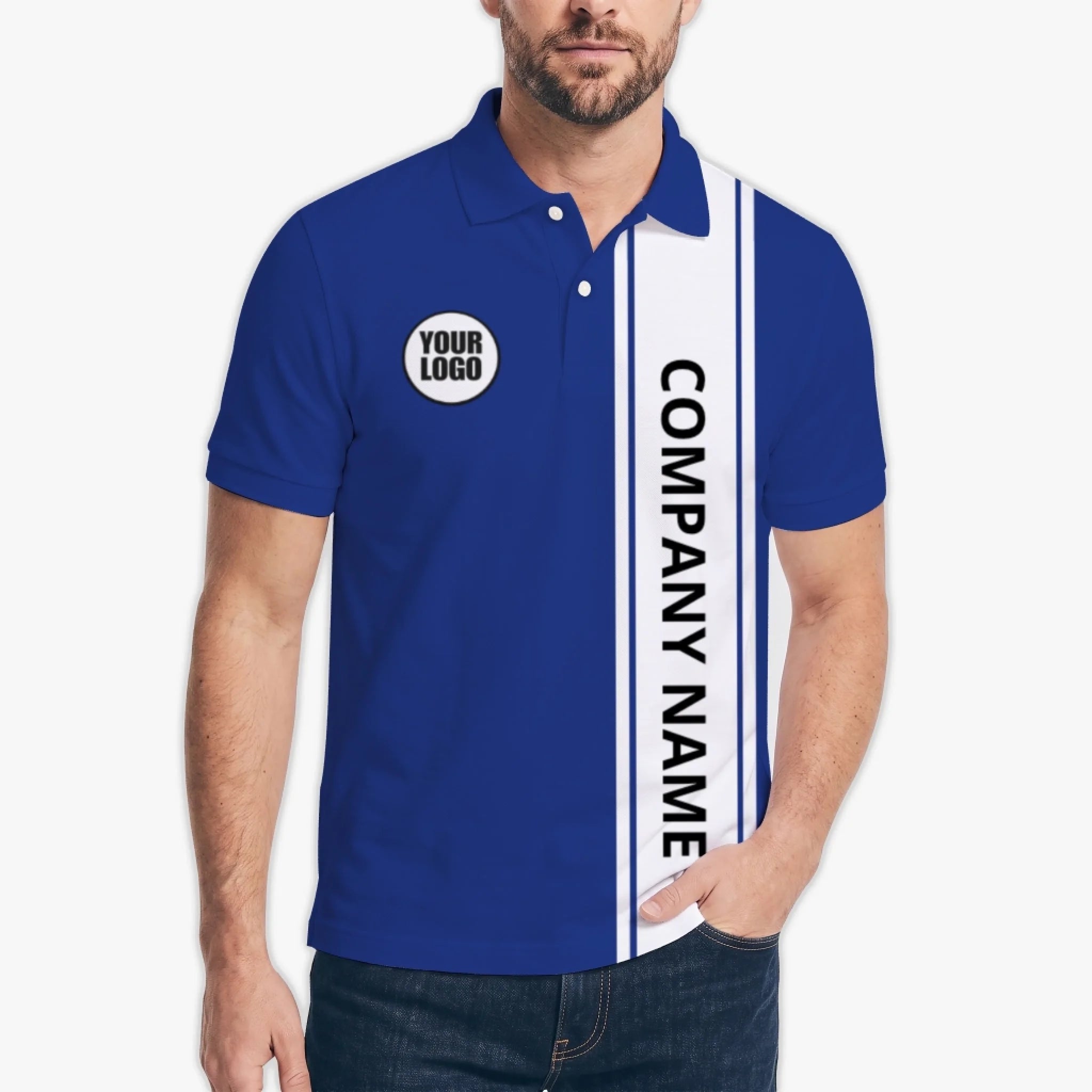Premium Stripe Custom Company Logo Polo Shirt - Mako Hawaiian