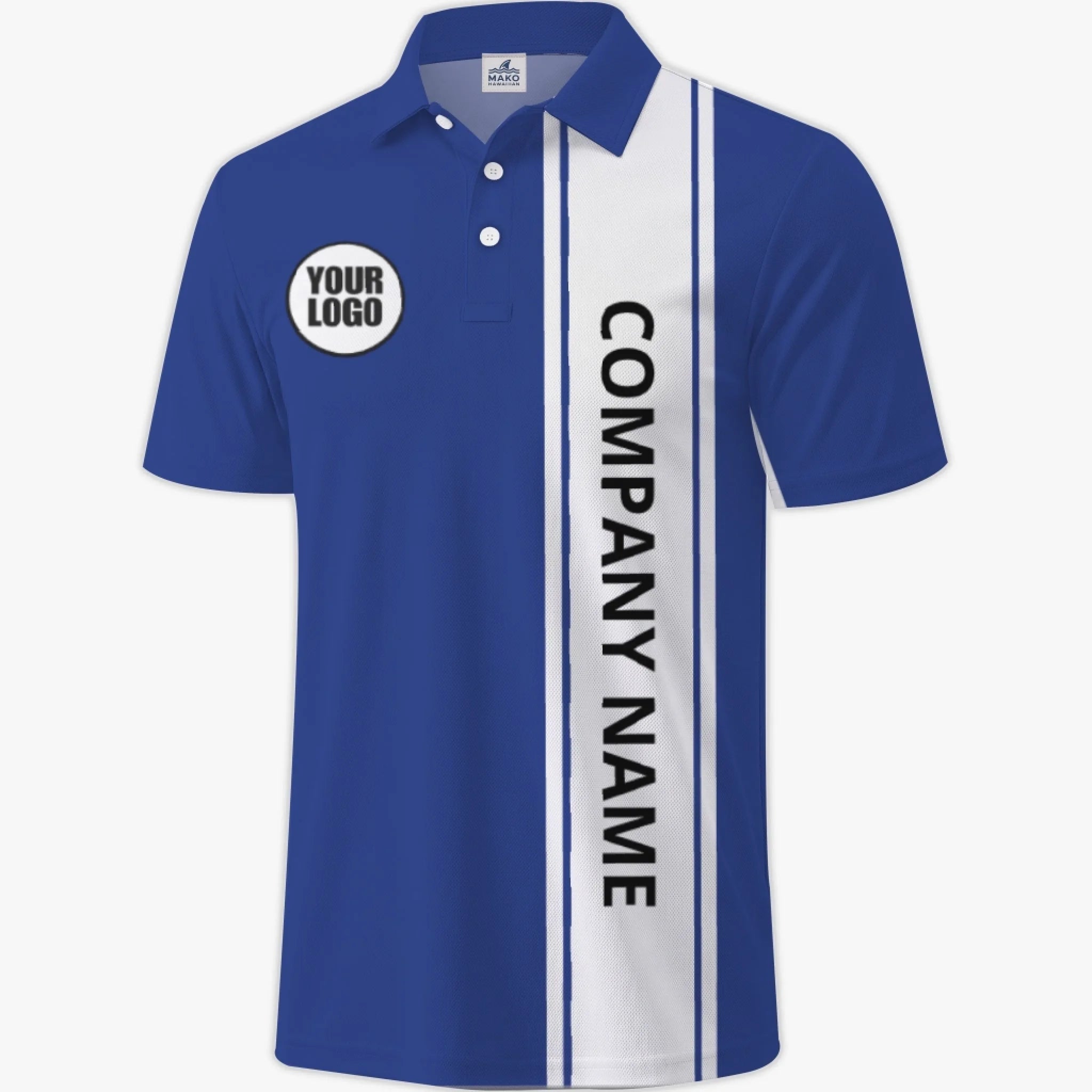 Premium Stripe Custom Company Logo Polo Shirt - Mako Hawaiian